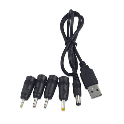 NÖRDIC USB2-104 USB naar DC voedingskabel, met 5 connectoren,1 meter, Zwart