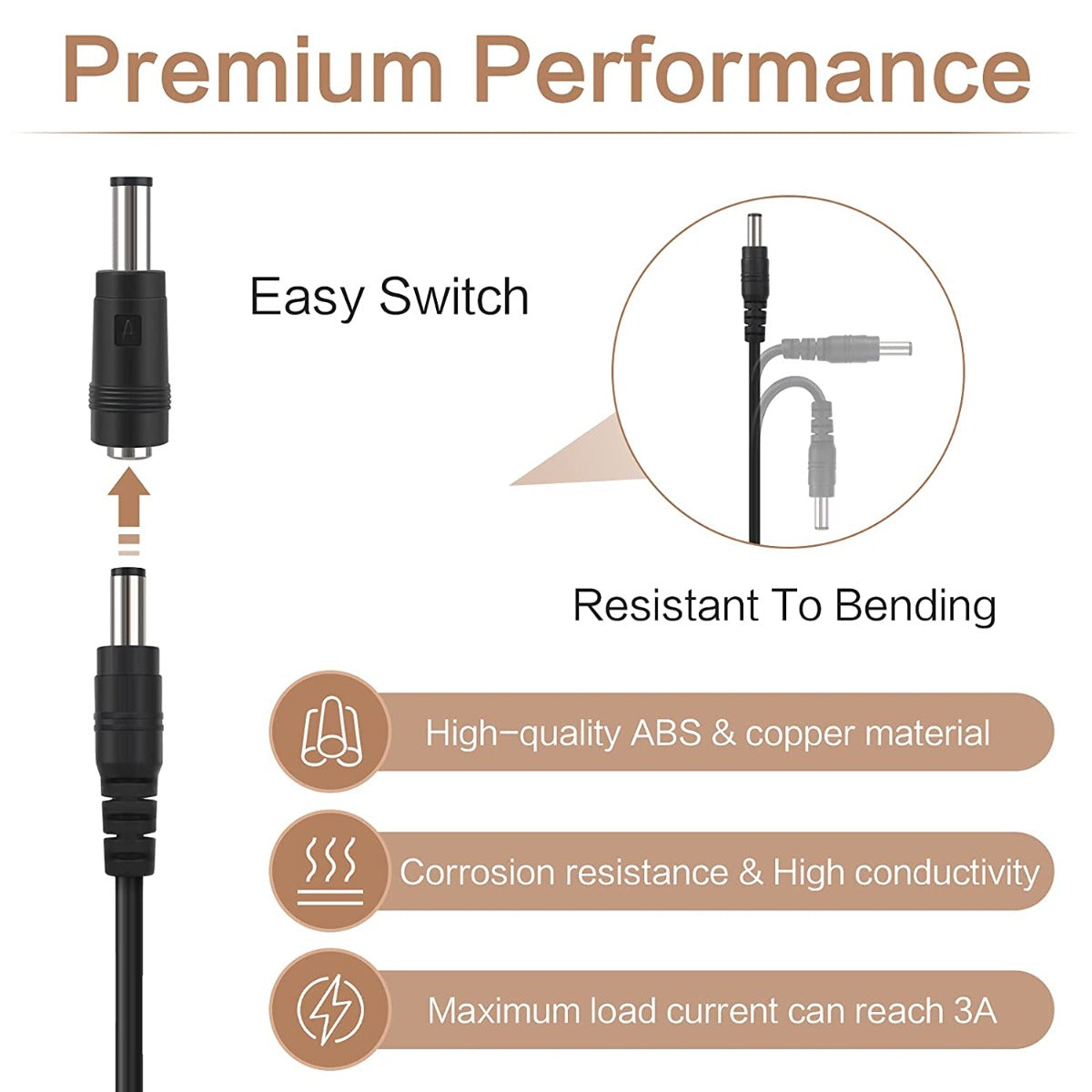 NÖRDIC USB2-107 USB naar DC voedingskabel - 11 Connectoren - 1m - Zwart