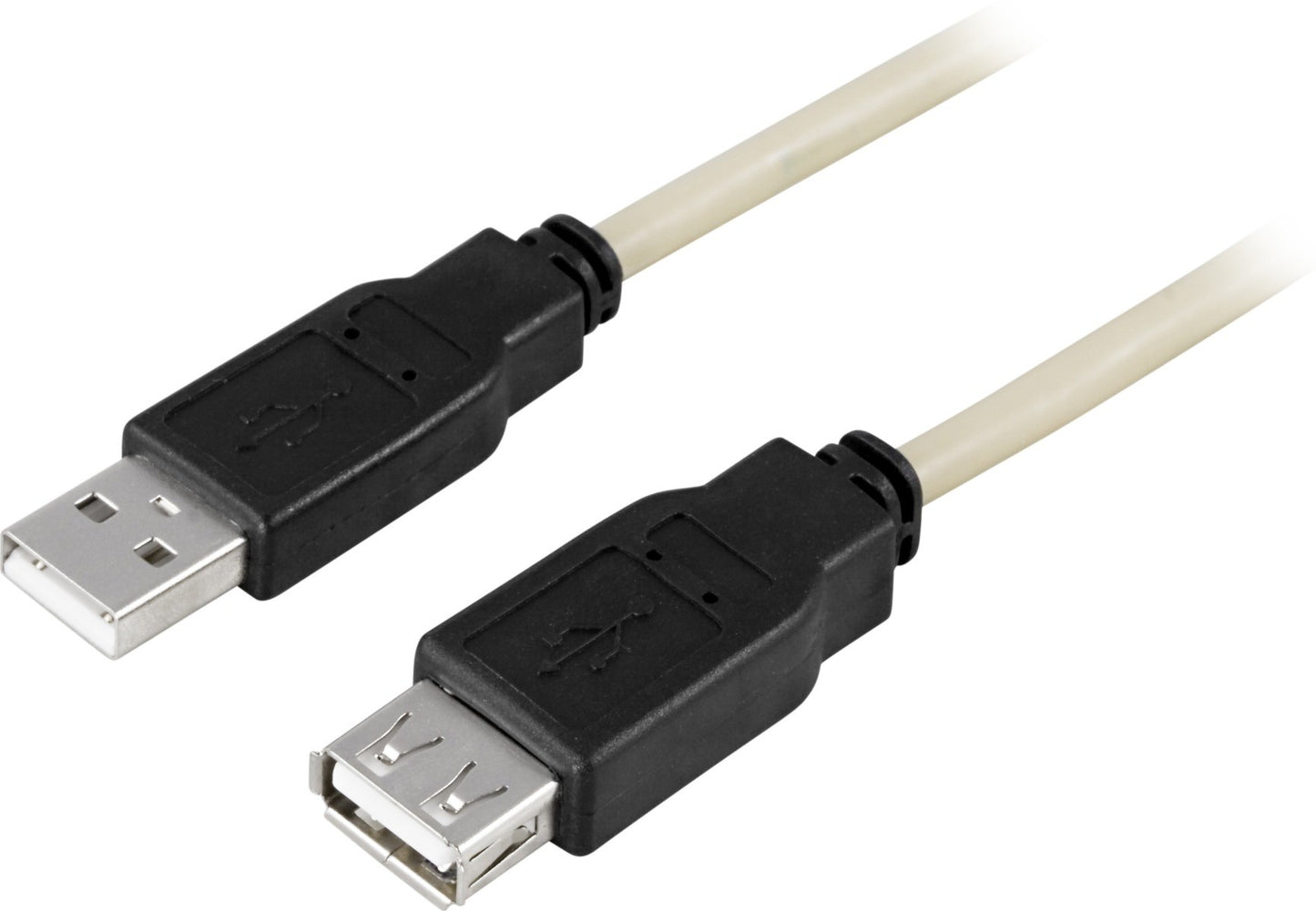 DELTACO USB2-12, USB A Mannelijk - USB A Vrouwelijk USB-kabel, 2 meter