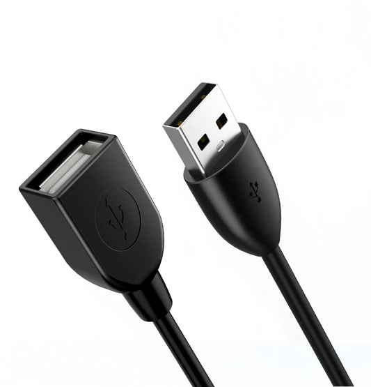 NÖRDIC USB2-220 - USB 2.0 verlengkabel - USB-A Mannelijk naar Vrouwelijk - 480Mb/s - 2m - Zwart