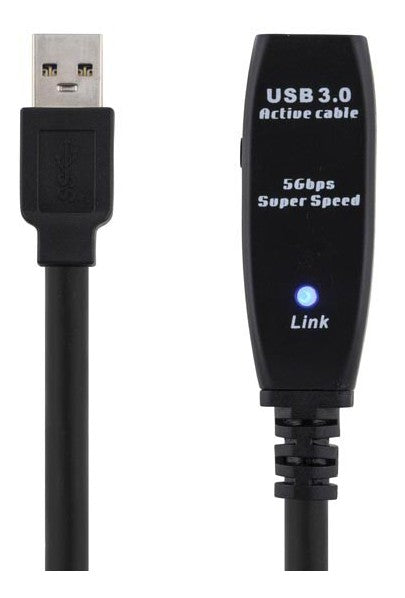 DELTACO USB3-1004, USB actieve verlengkabel USB 3.0, zwart,  7 meter