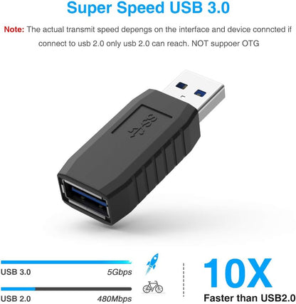 NÖRDIC USB3-107 USB 3.1 Adapter - Mannelijk naar vrouwelijk - 5 Gbps - Zwart