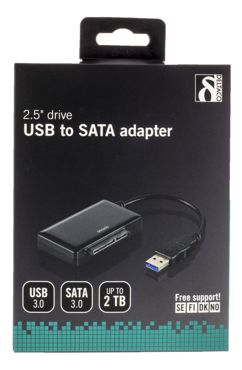 DELTACO USB3-SATA6G2 USB naar SATA adapter voor 2,5" harde schijven - USB 3.0 - SATA 3.0 - Tot 2 TB