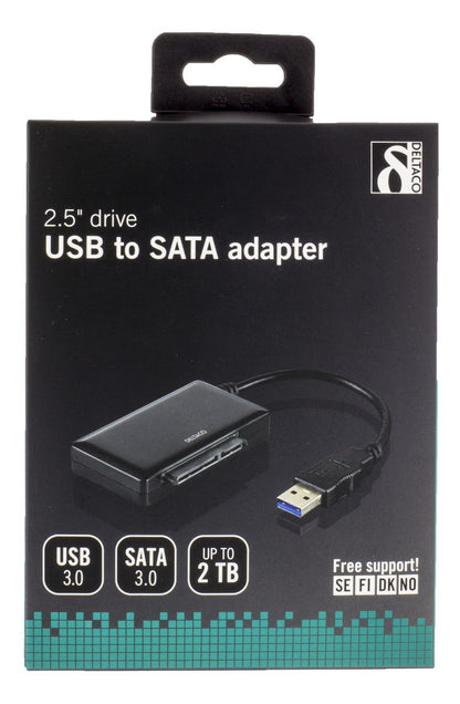 DELTACO USB3-SATA6G2 USB naar SATA adapter voor 2,5" harde schijven - USB 3.0 - SATA 3.0 - Tot 2 TB