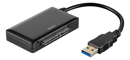Deltaco USB3-SATA6G3 USB 3.0 naar SATA 5Gb/s adapter voor 3.5 HDD en 2.5 HDD/SSD zwart