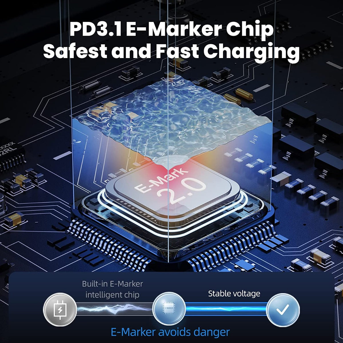 NÖRDIC USB4-104 USB IF Certified USB4 cable - USB-C - PD 3.1 - 240W - 40Gbps - 8K60Hz - E-Marker - 1m - Black