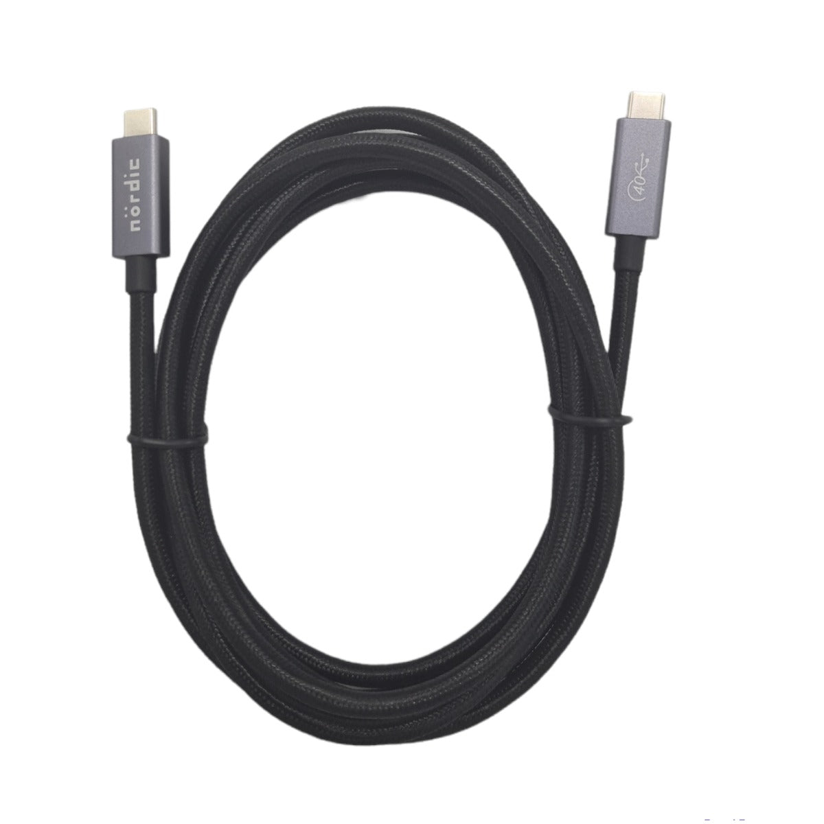 NÖRDIC USB4-101, USB-C to USB-C cable - USB4 - 8K - 40Gbps - PD100W - Thunderbolt 3 - 1m - Black