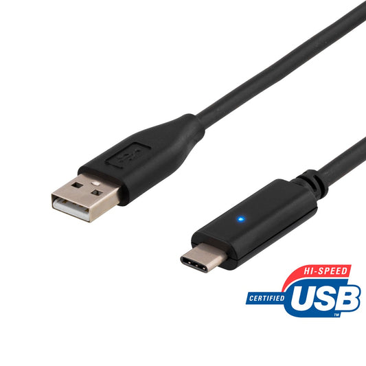 Deltaco USBC-1002 USB-C naar USB-A kabel - 480 MBps - 0.25 meter - Zwart