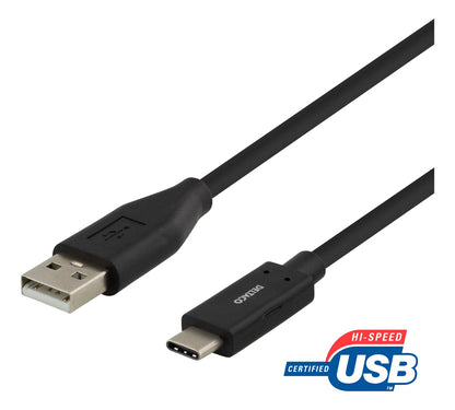 Deltaco USBC-1004M USB-C naar USB-A kabel - 480 MBps - 1 meter - 3A - Zwart