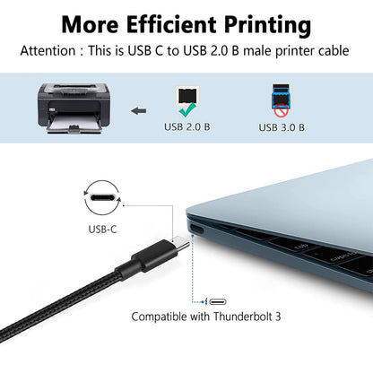 NÖRDIC USBC-109 USB-C naar USB-B 2.0 kabel - USB 3.1 - 1m - Zwart
