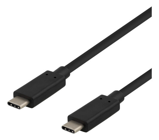 DELTACO USBC-1120 USB-C naar USB-C SuperSpeed kabel 3A 60W (3.1 Gen 2) - 25cm - Zwart