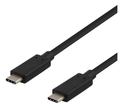DELTACO USBC-1121 USB-C naar USB-C SuperSpeed kabel 3A 60W (3.1 Gen 2) - 50cm - Zwart