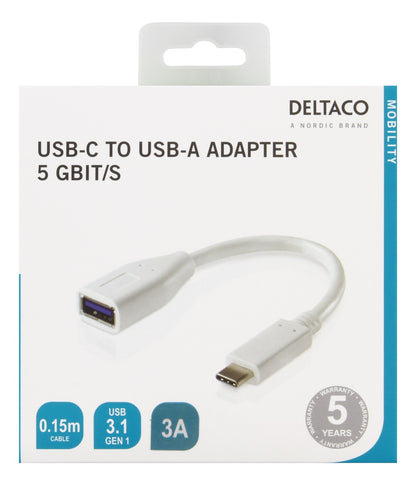 Deltaco USBC-1205 USB-kabel 0,15 m USB Type-C USB Micro-A Wit