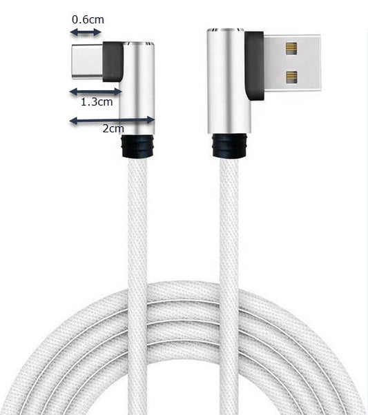 NÖRDIC USBC-121 USB-C to USB cable - Angled connectors - 1m - White