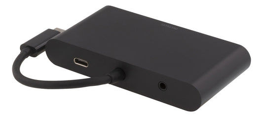 DELTACO USBC-1268 USB-C Docking station met VGA, RJ45, 1xUSB Type A, USB-C-poort voor opladen, 3,5 mm, zwart