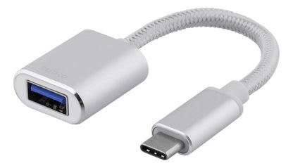 DELTACO USBC-1278 USB-C naar USB-A OTG adapter - USB 3.1 Gen1 max. 3A - Zilver