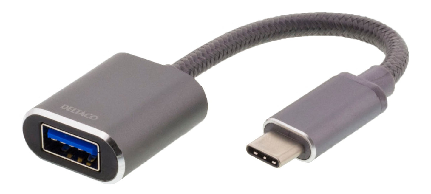 DELTACO USBC-1279 USB-C naar USB-A OTG adapter - USB 3.1 Gen1 max. 3A - Spacegrey