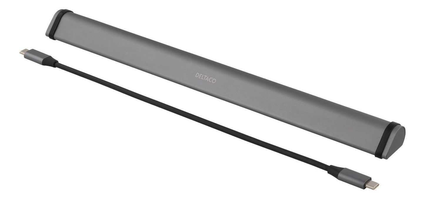 DELTACO USBC-1293 USB-C Docking Station - 100W USB-C PD, 4K HDMI, USB 3.1 Gen 1, Ethernet