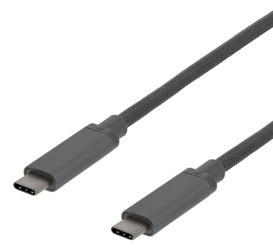DELTACO USBC-1361 USB-C naar USB-C kabel 60W USB PD (3.1 Gen 2) - 0,5m - Grijs