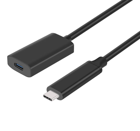 NÖRDIC USBC-400 Actieve USB-C verlengkabel - Male naar female - 3.2 Gen 2 - 10Gbps - 5 m - Zwart