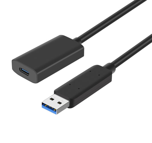 NÖRDIC USBC-401 Actieve USB-A naar USB-C verlengkabel - Male naar female - 3.2 Gen 2 - 10Gbps - 5 m - Zwart