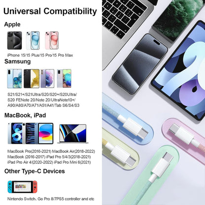 NÖRDIC USBC-511 USB-C naar USB-C Kabel - USB2.0 - 2.4A - 480Mbps - 60W - 1m - Geel