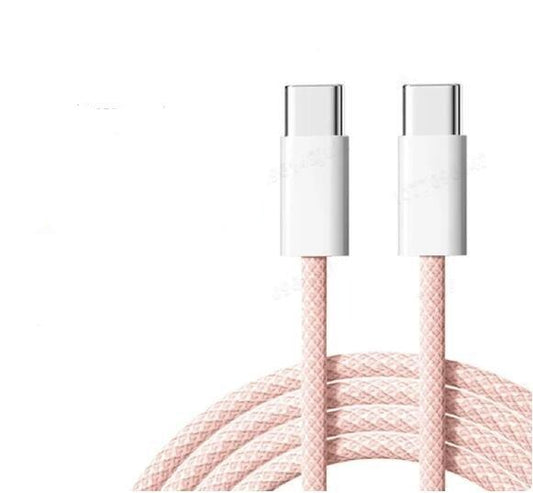 NÖRDIC USBC-501 USB-C naar USB-C Kabel - USB2.0 - 2.4A - 480Mbps - 60W - 50cm - Roze