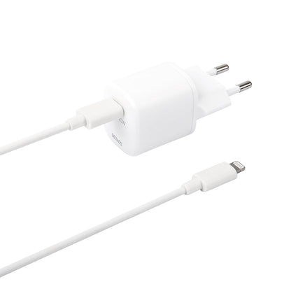 DELTACO USBC-AC141 Wandoplader Lightning MFi naar USB-C kabel - PD - 1m - Wit