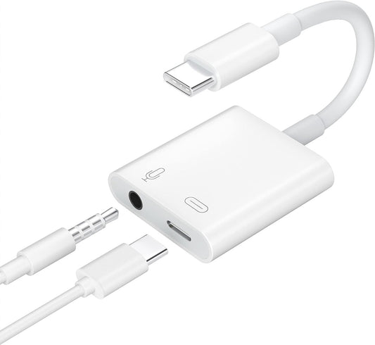 NÖRDIC USBC-AUDIO1 USB-C to 3.5mm audio adapter - PD 61W - 3.5mm AUX - USB-C PD 3.0 - White