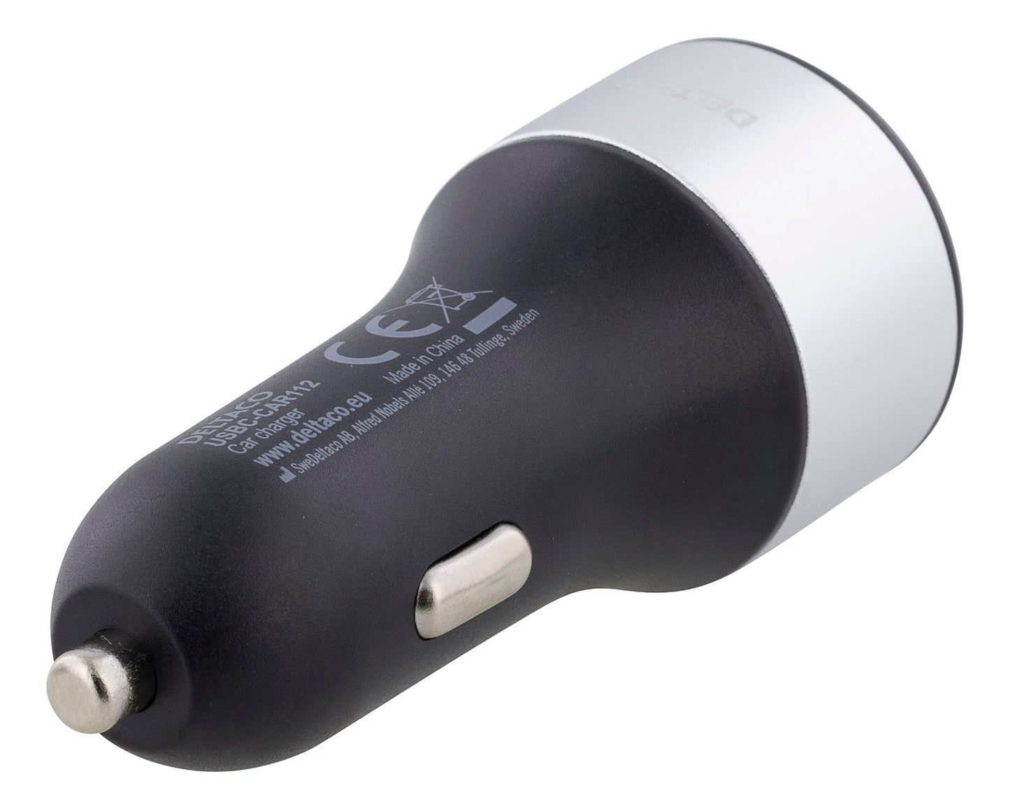 DELTACO USBC-CAR112 Car Charger 36W - USB 3.0 Fast Charger and USB-C Power Delivery - Black