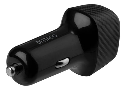 DELTACO USBC-CAR120 Autolader USB en USB-C poort - Snelladen - 36W - Zwart