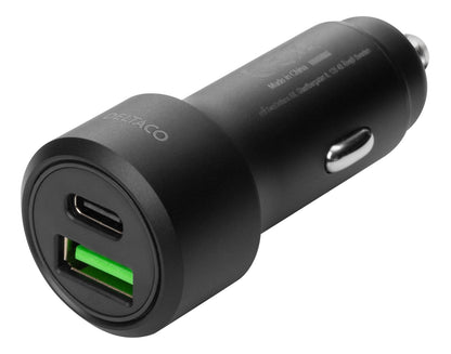DELTACO USBC-CAR122 Autolader USB en USB-C Power Delivery - 36W - Zwart