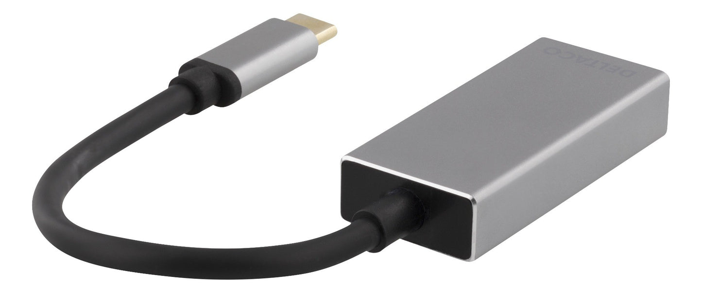 DELTACO USBC-DP2 USB-C naar DisplayPort adapter - 3840x2160 in 60Hz - Space grey