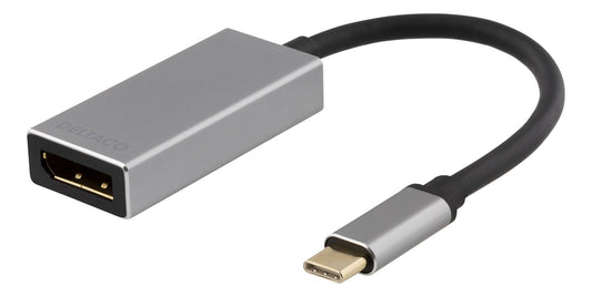 DELTACO USBC-DP2 USB-C naar DisplayPort adapter - 3840x2160 in 60Hz - Space grey