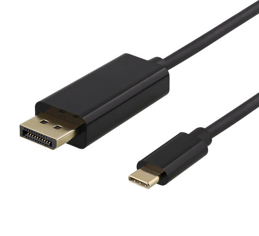 Deltaco USBC-DP200 USB-C naar DisplayPort kabel 2 meter 4K UHD, HDCP, 3D, Zwart