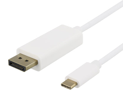 DELTACO USBC-DP201-K USB-C naar DisplayPort kabel 4K UHD HDCP 3D - 2 meter - Wit