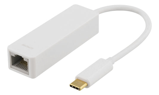 DELTACO USBC-GIGA1 USB 3.1 Netwerk Adapter, Gigabit, 1xRJ45, wit