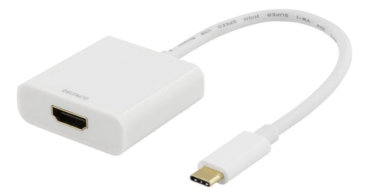 DELTACO USBC-HDMI7 USB-C naar HDMI adapter - UltraHD 4K 30Hz - Wit