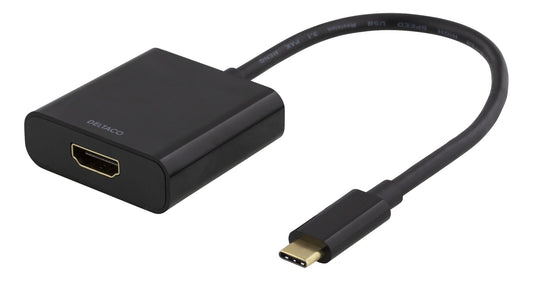 DELTACO USBC-HDMI8 USB-C naar HDMI adapter - UltraHD 4K 30Hz - Zwart