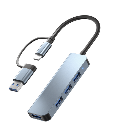 NÖRDIC USBC-HUB14 USB-C to USB Hub - 3xUSB-A 2.0, 1xUSB-A 3.0 - Gray