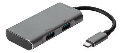 Deltaco USBC-HUB201 USB-C naar 2 x USB, 2x USB-C - 3.1 GEN 2 - Spacegray