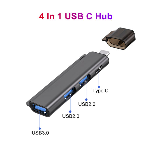 NÖRDIC USBC-HUB21 USB to USB-C Hub - 2xUSB-A 2.0, 1xUSB-A 3.1, 1xUSB-C - PD10W