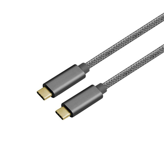 NÖRDIC USBC-N1027, stoffen USB-C naar USB-C kabel, USB 3.1 Gen1 60W 3A PD, 1 meter, Space Grey