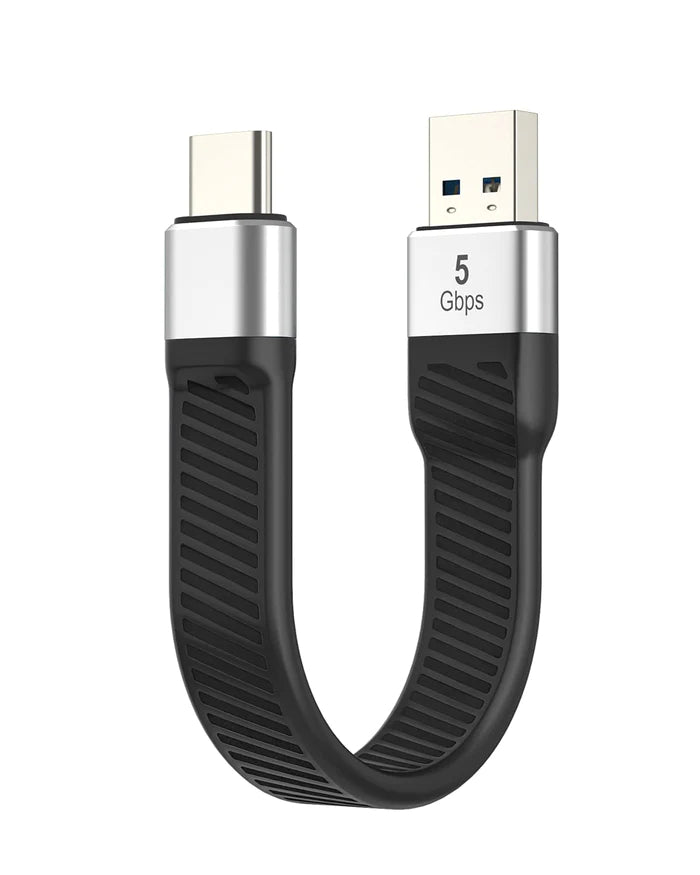 NÖRDIC USBC-N1048 - Platte USB-C 3.2 Gen1 naar USB-A Adapter - 5Gb/s Data - 3A Stroom - 15cm - Zwart