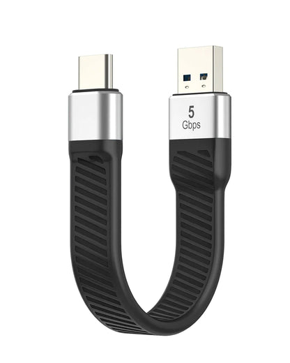 NÖRDIC USBC-N1048 - Platte USB-C 3.2 Gen1 naar USB-A Adapter - 5Gb/s Data - 3A Stroom - 15cm - Zwart