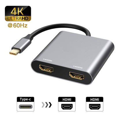 NÖRDIC USBC-N1168 USB-C naar HDMI adapter - 4K 60Hz - Space Grey
