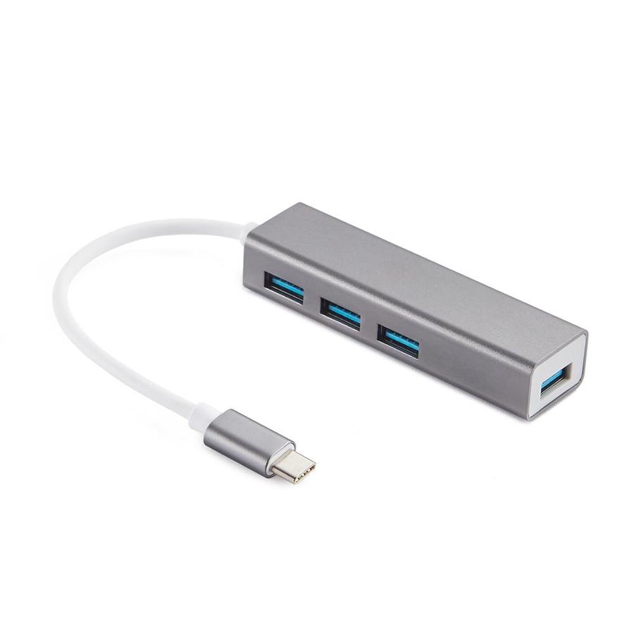 NÖRDIC USBC-N1184, Mini USB-C HUB 4-poorten USB 3.1, Aluminium, Space grey