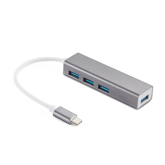 NÖRDIC USBC-N1184, Mini USB-C HUB 4-poorten USB 3.1, Aluminium, Space grey