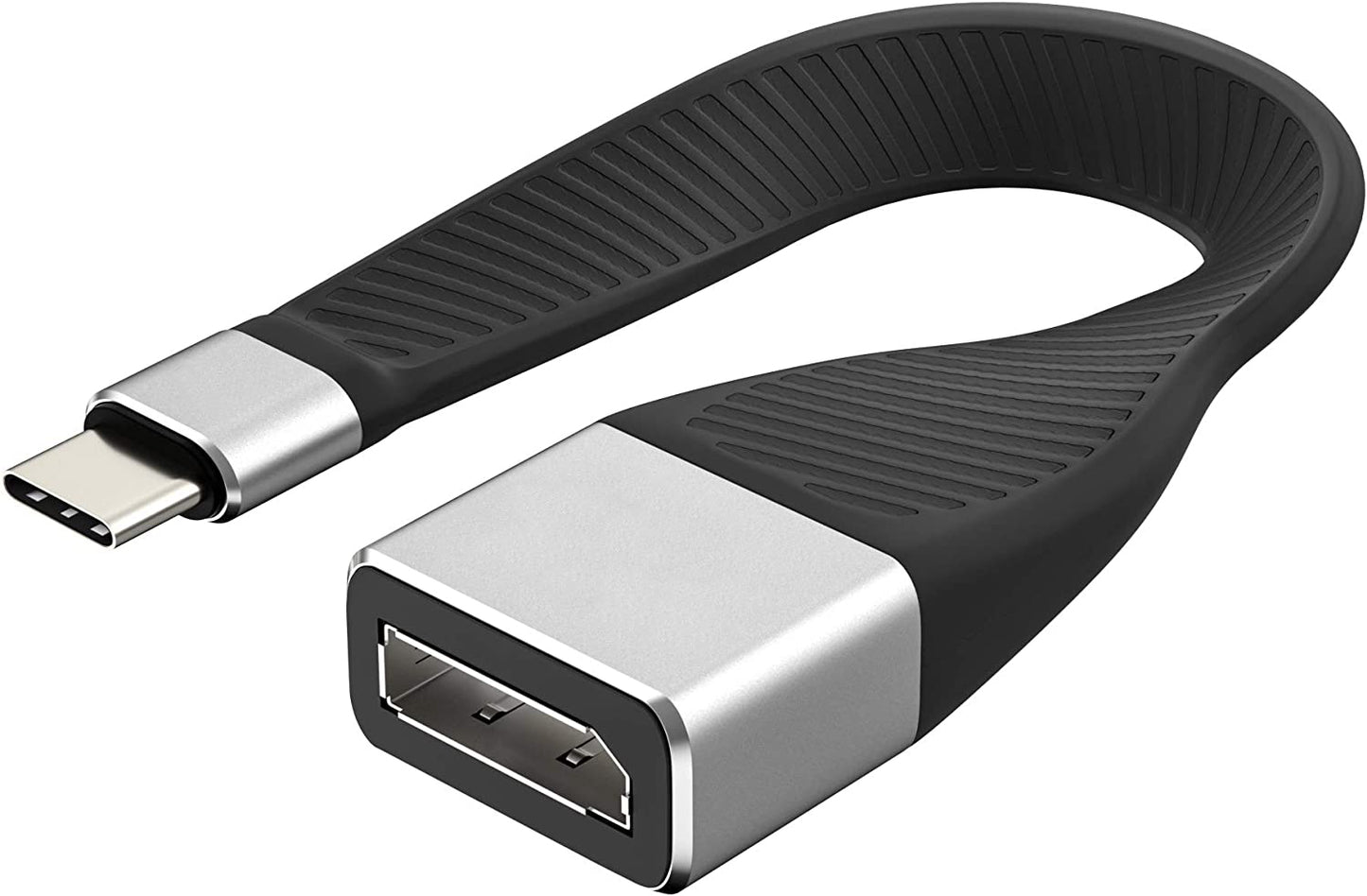 NÖRDIC USBC-N1204 - Flat USB-C to DisplayPort cable - 4K60Hz - 21.6Gb/s - Support for 3D and HDCP 1.4/2.2 - 14cm - Black