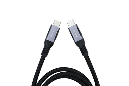 NÖRDIC USBC-N1263 USBC naar USBC kabel - USB3.2 -5Gbps Data - 60W Power Delivery - Nylondraad - 1.5m - Spacegrijs